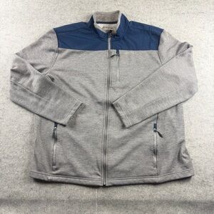 Orvis Jacket Mens Medium Full Zip Pockets Grey Embroidered Logo Size XL Fishing